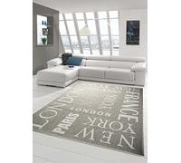 Traum Tapis Sisal Cuisine Tapis Tissage À Plat Salon Design Moderne Villes New York Londres Paris France Gris & Blanc Taille 60x110 cm