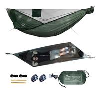 Travel Bird NomadNest Hamac Moustiquaire avec Filet et Corde de Faîtage, 335 x 140 cm, Engrener Entièrement Ouverte et Amovible, Hamac de Voyage Facile à Installer Pour le Camping, Randonnée et Jardin