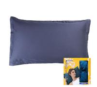 Travel Blue Oreiller de Voyage Pliable en Plumes - Coussin Avion en Plumes De Canard et Duvet d'oie 100% Naturel, Coussin Cervical Compact et Luxueux avec Housse en Satin de Coton et Crochet Pratique