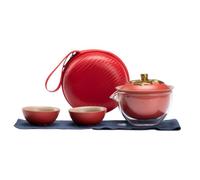 Travel Tea Set - Ceramic Portable Kit | 2 Cups & Teapot With Case