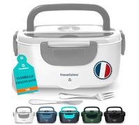 TRAVELISIMO Gamelle Chauffante 100W Lunch Box Chauffante 1,5L Chauffe Plat Electrique 3 en 1 220V 24V 12V, Marmite Electrique, Acier Inoxydable, Chauffe plat Voiture pour Voyage et Bureau