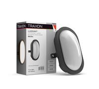 TRAXON LUXPOINT Applique extérieure Bulkhead - Lambert 6 W 660 lm LED CCT 3 tons (lumière chaude, neutre, froide) ovale IP44 PC noir surface (noir ovale, 6 W)
