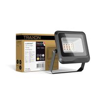 TRAXON LUXPOINT Floodlight LED - Kämpig Projecteur extérieur noir 10 W 6 500 K 110 lm/W, aluminium protection IK08 résistant à l'eau IP65 (lumière froide 6500 K 10 W | noir)