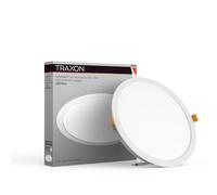 TRAXON LUXPOINT Plaque downlight LED - Filbert circulaire 20,5 W lumière chaude 3000 K 1800 lm PS plafond encastrable Driver intégré, coupe plafond Ø195-200 mm IP20 intérieur (lumière chaude 3000 K