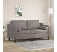 Traylux Canapé 2 places taupe avec coussin décoratif, garniture de rembourrage en tissu, largeur d'assise 140 cm, structure en métal, respirant, robuste, peu encombrant, pour salon et chambre d'amis