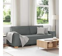 Traylux Canapé 3 places en tissu gris foncé avec assise de 180 cm de large, cadre en bois et métal stable, accoudoirs larges, rembourrage confortable pour salon et chambre d'amis