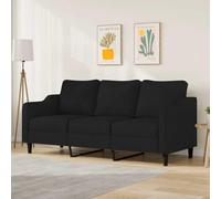 Traylux Canapé 3 places en tissu noir avec assise de 180 cm de large, cadre en métal stable, garniture de rembourrage confortable pour le salon, peu encombrant et durable, idéal comme canapé ou lit
