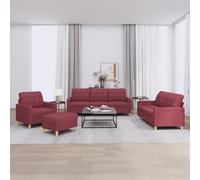 Traylux Canapé d'angle 4 pièces avec coussin, bordeaux, en tissu, canapé d'angle, canapé-lit, 2 places, 3 places, avec fonction de relaxation et espace de rangement, pour salon, chambre d'amis, bureau