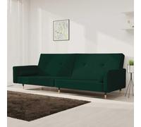 Traylux Canapé-lit 2 places avec 2 coussins en velours vert foncé, 220 x 84,5 x 69 cm, pliable avec fonction sommeil, peu encombrant, pour salon, chambre d'amis, dormeur permanent, garniture de