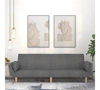 Traylux Canapé-lit 2 places en tissu gris clair avec 2 coussins, 220 x 84,5 x 69 cm, extensible et peu encombrant, avec fonction couchage pour salon et chambre d'amis, garniture de rembourrage