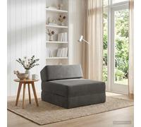 Traylux Canapé-lit pliant, gris foncé, 60 x 70 x 41 cm, tissu avec fonction relaxant, espace de rangement, réglable, pour salon, chambre d'amis, bureau, meuble rembourré polyvalent, canapé-lit, double