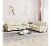 Traylux Ensemble de canapé 2 pièces en cuir synthétique crème 2 places 154 x 77 x 80 cm et 174 x 77 x 80 cm avec coussin, garniture de rembourrage pour salon et chambre d'amis, peu encombrant et