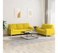 Traylux Ensemble de canapé 2 pièces en tissu jaune clair avec canapé 2 places et 3 places, coussin inclus, garniture de rembourrage pour salon, gain de place, avec assise confortable et structure en