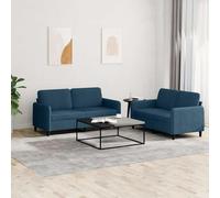 Traylux Ensemble de canapé 2 places en velours bleu 138 x 77 x 80 cm et 158 x 77 x 80 cm avec coussin, garniture de rembourrage pour salon, peu encombrant, confortable, robuste et élégant