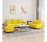 Traylux Ensemble de canapé 3 pièces en tissu jaune clair avec canapé 2 places, canapé 3 places et repose-pieds, garniture rembourrée avec coussins d'assise confortables, peu encombrant, pour salon et
