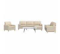 Traylux Ensemble de canapé 4 pièces en tissu crème avec 3 places, 2 places, fauteuil et repose-pieds, garniture rembourrée avec coussin décoratif, résistant, peu encombrant, pour salon et chambre
