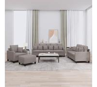Traylux Ensemble de canapé 4 pièces en tissu taupe avec fauteuil, 2 places, 3 places, repose-pieds, garniture de rembourrage pour salon, canapé avec coussin, peu encombrant, confortable, durable
