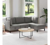 Traylux Ensemble de salon 4 pièces en tissu gris foncé avec espace de rangement et éléments réglables pour salon moderne, avec canapé d'angle, canapé central, tabouret et coussins de dossier