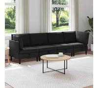 Traylux Ensemble de salon 4 pièces en tissu noir avec espace de rangement et sièges réglables pour salon moderne, avec canapé d'angle, 2 places, 3 places, fonction relaxation, meubles rembourrés