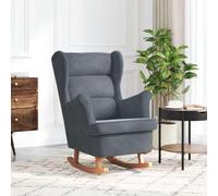 Traylux Fauteuil à oreilles en velours gris foncé avec pieds en bois massif, dossier ergonomique, repose-pieds, idéal pour salon, chambre à coucher, balcon, salon relaxant, élégant pour l'intérieur