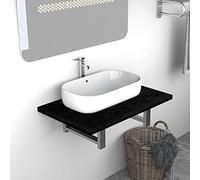 Traylux Meuble de salle de bain noir - 60 x 40 x 16,3 cm - Étagère murale en bois et métal - Rangement de salle de bain - Montage mural durable