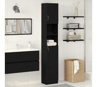 Traylux Meuble de salle de bain noir aspect chêne - 32 x 25,5 x 190 cm - En bois - Ensemble de meubles de salle de bain - Meuble lavabo - Montage mural - Rangement