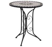 Traylux Table bistrot mosaïque grise 60 cm en céramique pour balcon, jardin, terrasse, table d'appoint, résistante aux intempéries, ronde, pliable, extensible, stable, facile à nettoyer, idéale pour
