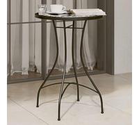 Traylux Table de bistrot en mosaïque noire et blanche Ø 50 x 70 cm en céramique résistante aux intempéries extensible pour jardin, balcon, terrasse, table d'appoint et table d'appoint avec structure