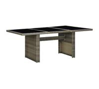 Traylux Table de jardin marron en polyrotin et verre trempé - 200 x 100 cm - Résistante aux intempéries - Pour terrasse, balcon, jardin, extérieur, ronde et stable