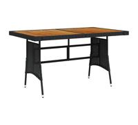 Traylux Table de jardin noire - 130 x 70 x 72 cm - En rotin synthétique et bois d'acacia - Résistante aux intempéries - Table pliante pour terrasse, balcon, jardin - Table à manger d'extérieur - Ovale