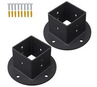 Trayneel Kit de base de bride de poteau de clôture en métal de 5,1 x 5,1 cm, supports carrés avec vis pour terrasse, balustrade, pergola, porche, boîte aux lettres, ancrage noir, résistant à la
