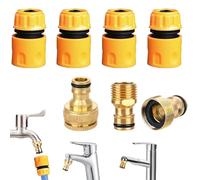 TREABEAR 7PCS Raccords de Tuyau d'Arrosage 1/2, Adaptateur Robinet de Cuisine 1/2 et 3/4 2 en 1, Filetages Internes 22mm et Externes 24mm