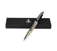 TreasureGurus Coffret cadeau avec stylo à bille bleu de qualité, motif maçonnique, lourd