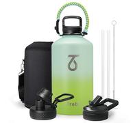 Trebo Bouteille d'eau isotherme de 3,7 l avec poignée en paracorde, grande carafe de sport en acier inoxydable de qualité alimentaire, sous vide à double paroi avec couvercle à bec à paille, étanche
