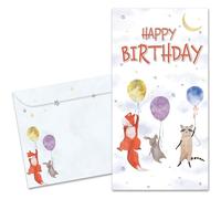 Tree-Free Greetings - Carte d'anniversaire - Designs artistiques - 1 carte de vœux porte-monnaie + enveloppe assortie - Fabriqué aux États-Unis - Papier 100 % recyclé - 9,4 x 17,8 cm - Animaux en