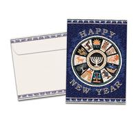 Tree-Free Greetings Cartes Rosh Hashanah - Designs artistiques - 10 cartes + enveloppes assorties - Fabriquées aux États-Unis - Papier 100% recyclé - 12,7 x 17,8 cm - 12 Tribes Mosaic (HB53491)