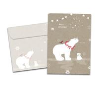 Tree-Free Greetings HB93300 Lot de 10 cartes de vœux pour les fêtes de fin d'année, ours polaire, papier recyclé marron vintage, boîte de cartes
