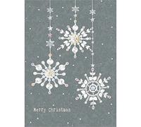 Tree-Free Greetings Holiday Greeting Cards, Grey Snowflake Happy Holidays, Vintage Brown Recycled Paper, Boxed Note Card Set, Pack of 10 (HB93304)