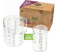 TreeBox Gobelet doseur en verre avec bec verseur - Lot de 2 - Résistant à la chaleur et au micro-ondes