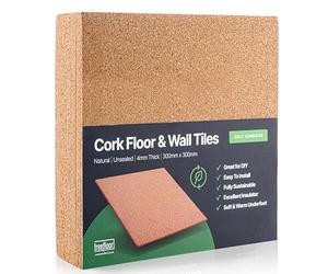 Treefloor Dalles auto-adhésives en liège naturel (300 x 300 x 4 mm, 16, dalles)