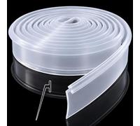 Treela Bande d'étanchéité inférieure de porte de douche de 274,3 cm, joint de remplacement coudé à fente en T 7/8" en silicone transparent, découpable, étanche pour portes de salle de bain en verre
