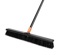 TreeLen Balai Poussoir de 61 cm pour extérieur Robuste avec Long Manche à Poils rigides pour Patio, Cour, Garage, terrasse, allée, béton, Orange