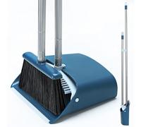 TreeLen Ensemble de Pelle à Poussière et Balai Debout avec Manche Extensible de 52 Pouces pour la Maison, Intérieur, Cuisine, Bureau, Nettoyage du Sol du Lobby, Bleu