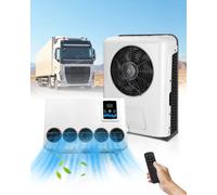 Treeligo 12V Nouvelle unité de climatisation électrique split pour voiture/camping-car, climatiseur 12V universel à refroidissement rapide, haut débit d'air, installation horizontale pour camping-car,
