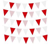 Treer 10Mètres Guirlande de Fanions en Tissu, Pois Guirlande de Fanions Lit Cabane Multicolore pour Garçons Filles Décoration Chambre et Murale, Fête de Jardin (Rouge)