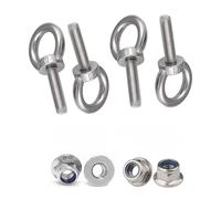 Treer 4-Sets M8 Boulon à oeil avec écrous de blocage à bride, diamètre du filetage 8mm,Vis à filetage mâle en Acier inoxydable 304 (M8 x 30 mm)