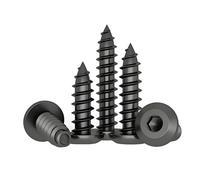 Treer 50-PCS Vis autotaraudeuses à six pans creux M5 noir,vis à bois inox Φ5mm Vis à tôle autotaraudeuses Autoperceuses Vis pour plaques de plâtres (M5 x 16,Tête plate)