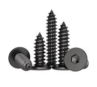Treer 50-PCS Vis autotaraudeuses à six pans creux M6 noir,vis à bois inox Φ6 mm Vis à tôle autotaraudeuses Autoperceuses Vis pour plaques de plâtres (M6 x 12,Tête ultra-plate)