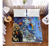 Treer Drap Housse en Microfibre, 3D Impression 30 cm Drap Housse Matelas Epais Protection de Matelas - Antidérapants, Résistant aux Rides, Anti-décoloration (Corail foncé,160x200x30cm)