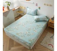Treer Drap Housse en Microfibre, Antidérapants Résistant aux Rides 3D Impression 30 cm Drap Housse Matelas Epais Protection de Matelas avec 2 Taie d'oreiller (Fleur Bleue,180x200x30cm)